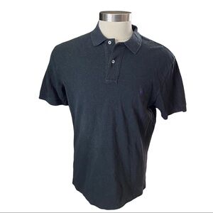 Polo Ralph Lauren Men Heather Charcoal Grey Purple Pony Short Sleeve Shirt Sz L